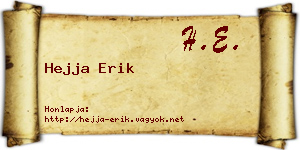 Hejja Erik névjegykártya